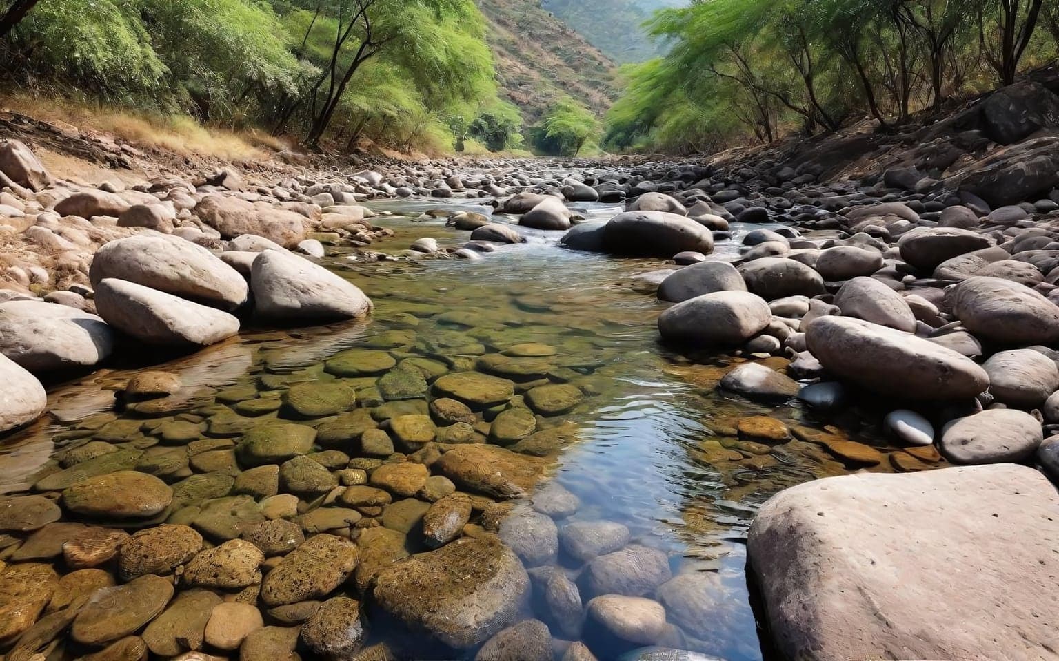 Representative AI illustration of river crossing terrain