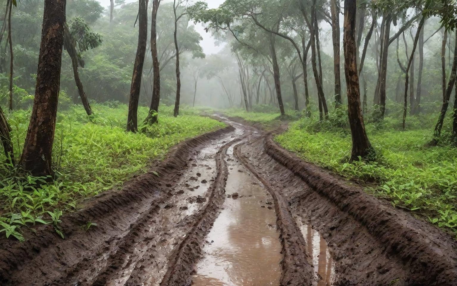 Representative AI illustration of mud trail terrain