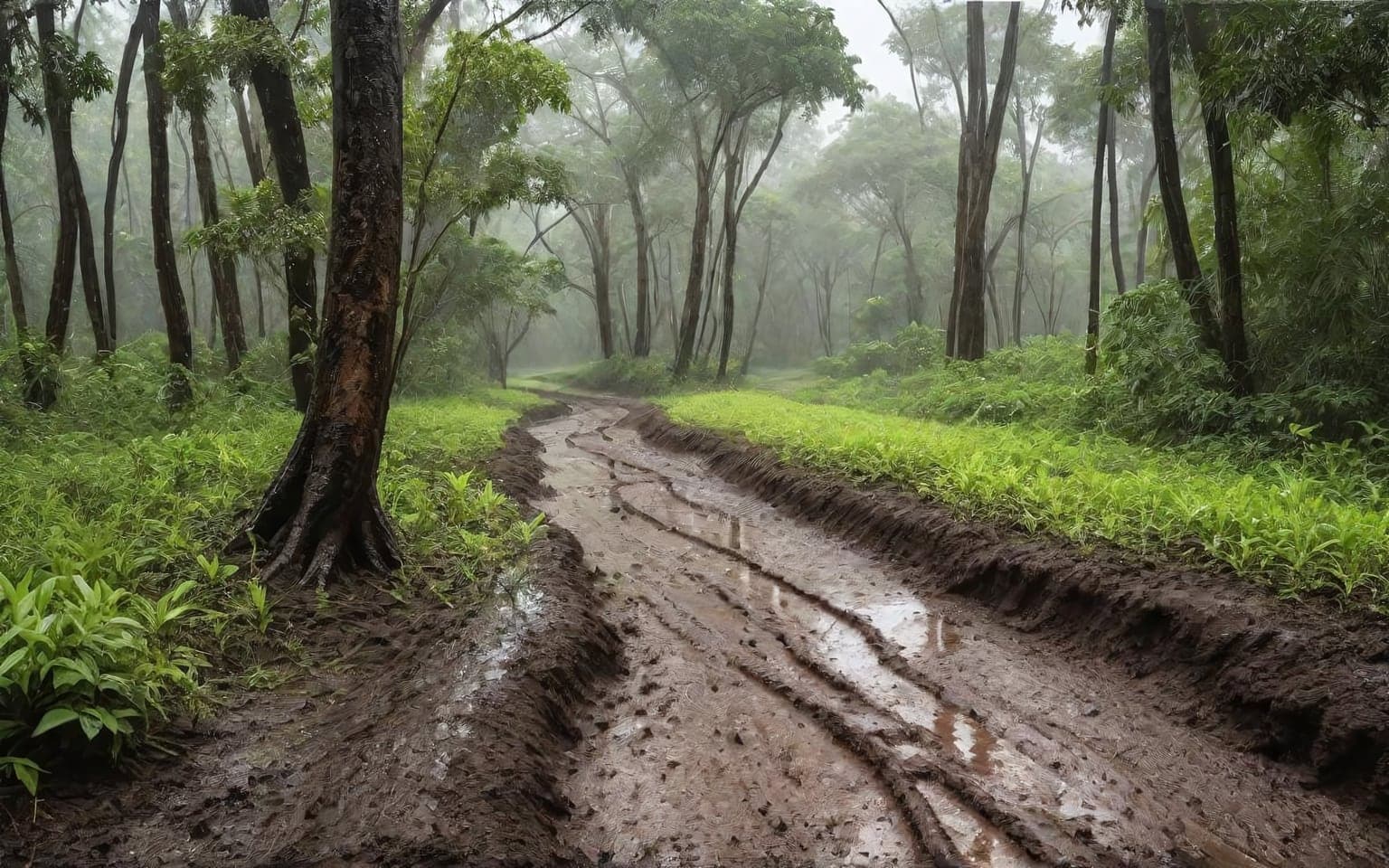 Representative AI illustration of mud trail terrain