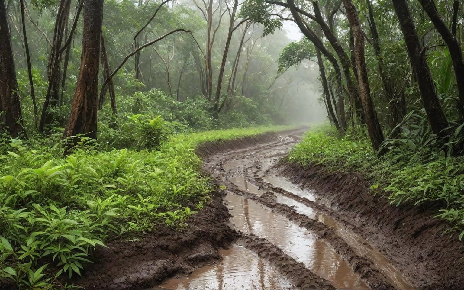 Representative AI illustration of mud trail terrain