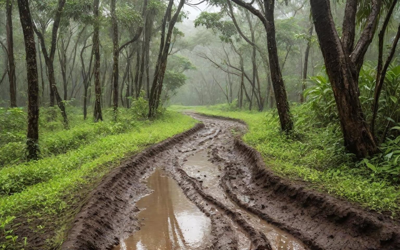 Representative AI illustration of mud trail terrain