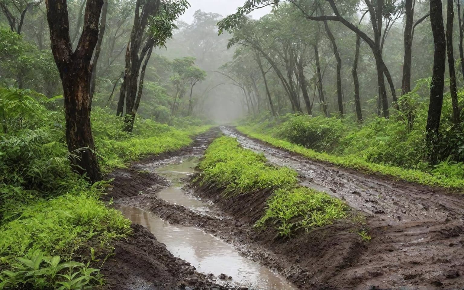 Representative AI illustration of mud trail terrain