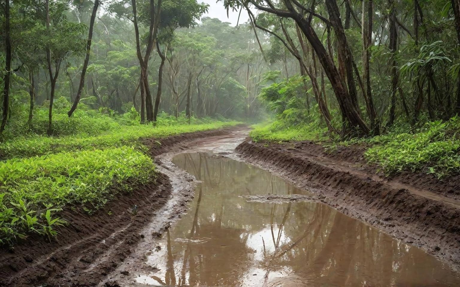 Representative AI illustration of mud trail terrain
