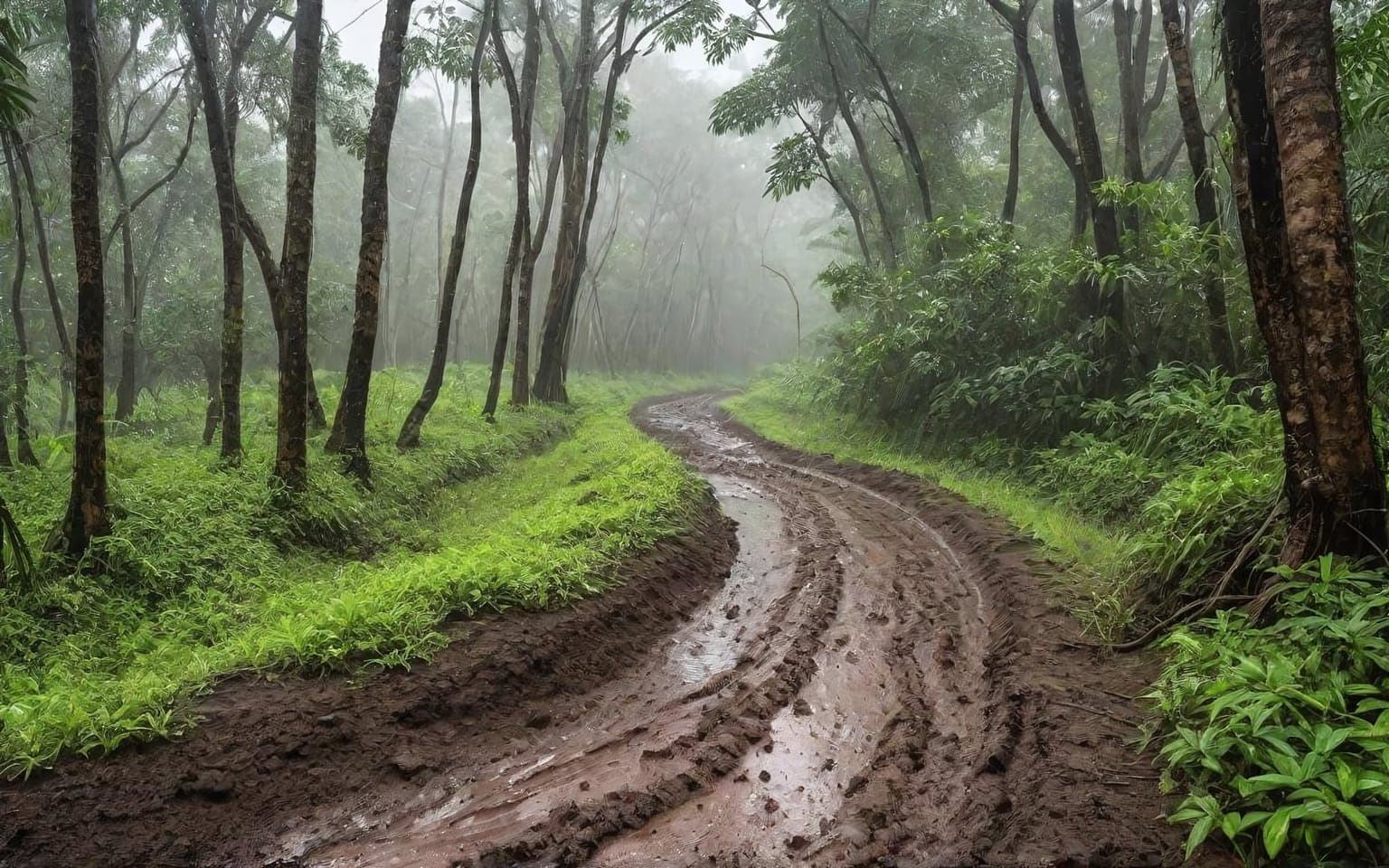 Representative AI illustration of mud trail terrain