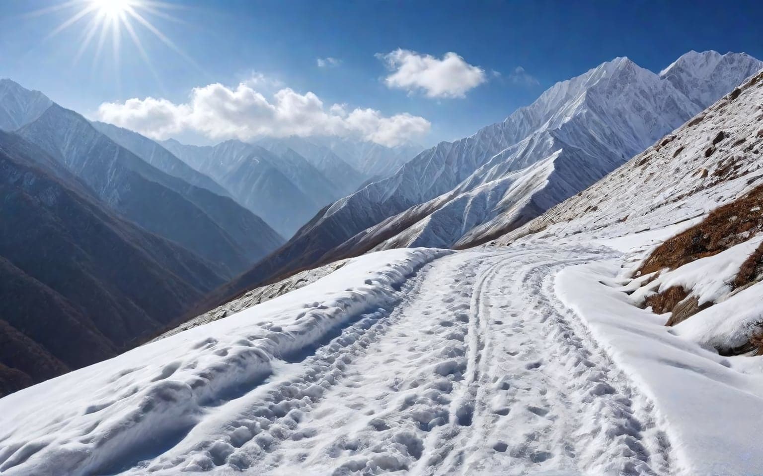 Representative AI illustration of snow slopes terrain