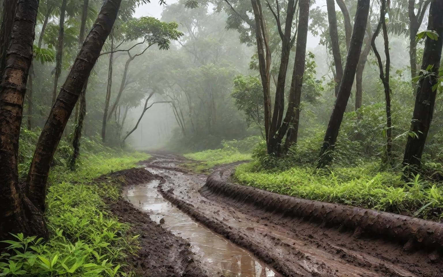 Representative AI illustration of mud trail terrain